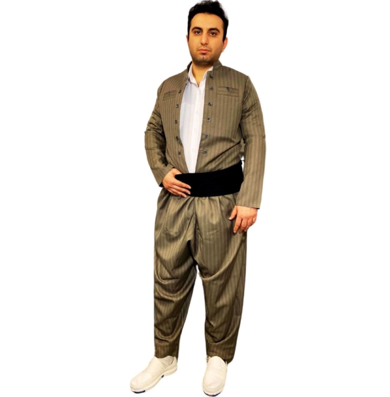 Vêtements Kurdes avec Pishtwen Rayé pour Hommes - BronzeKun Striped for Man - Bronze
