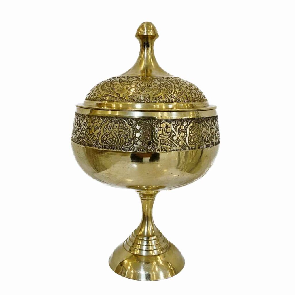 Bol à sucre en laiton de luxe avec couvercle fait main