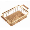 Panier à fruits en fil métallique avec base en bois en or