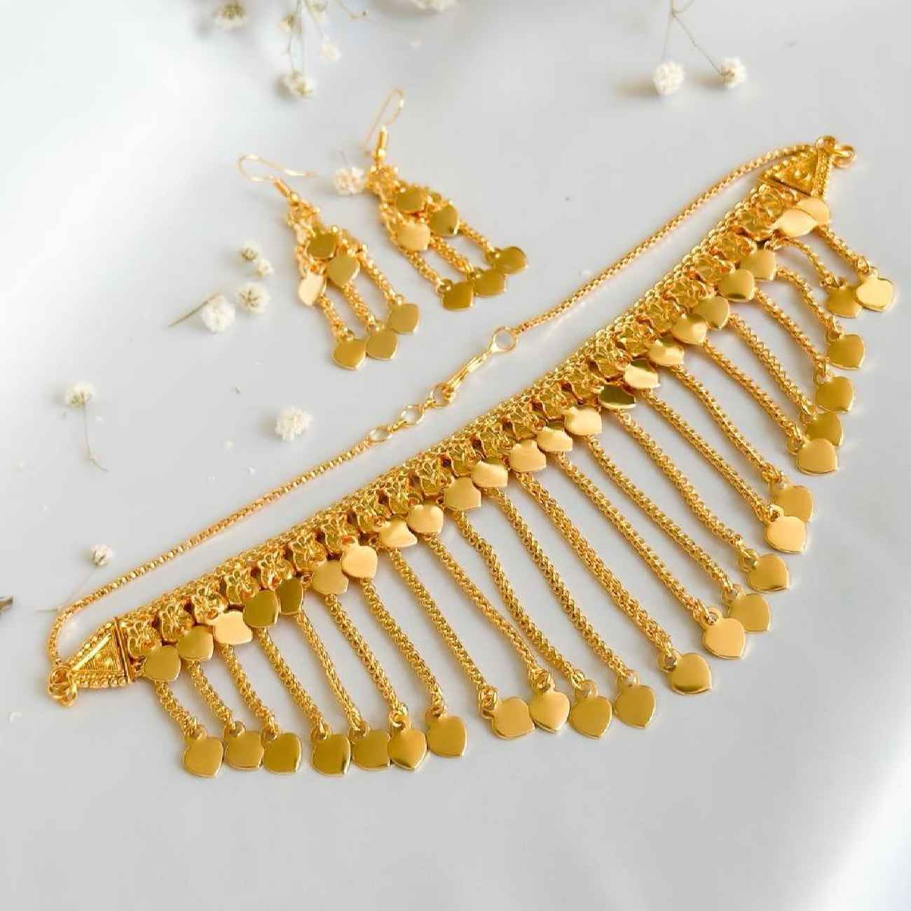 Ensemble Collier en Laiton Mortasha avec Boucles d’Oreilles