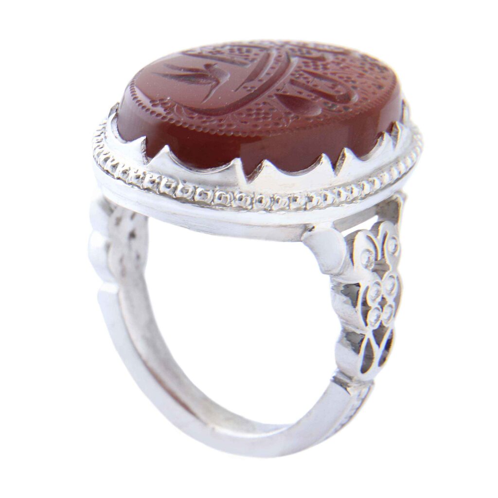 Bague en argent Agate pour homme avec pierre brune