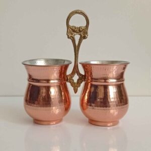 Porte-ustensiles de cuisine persan en cuivre traditionnel martelé