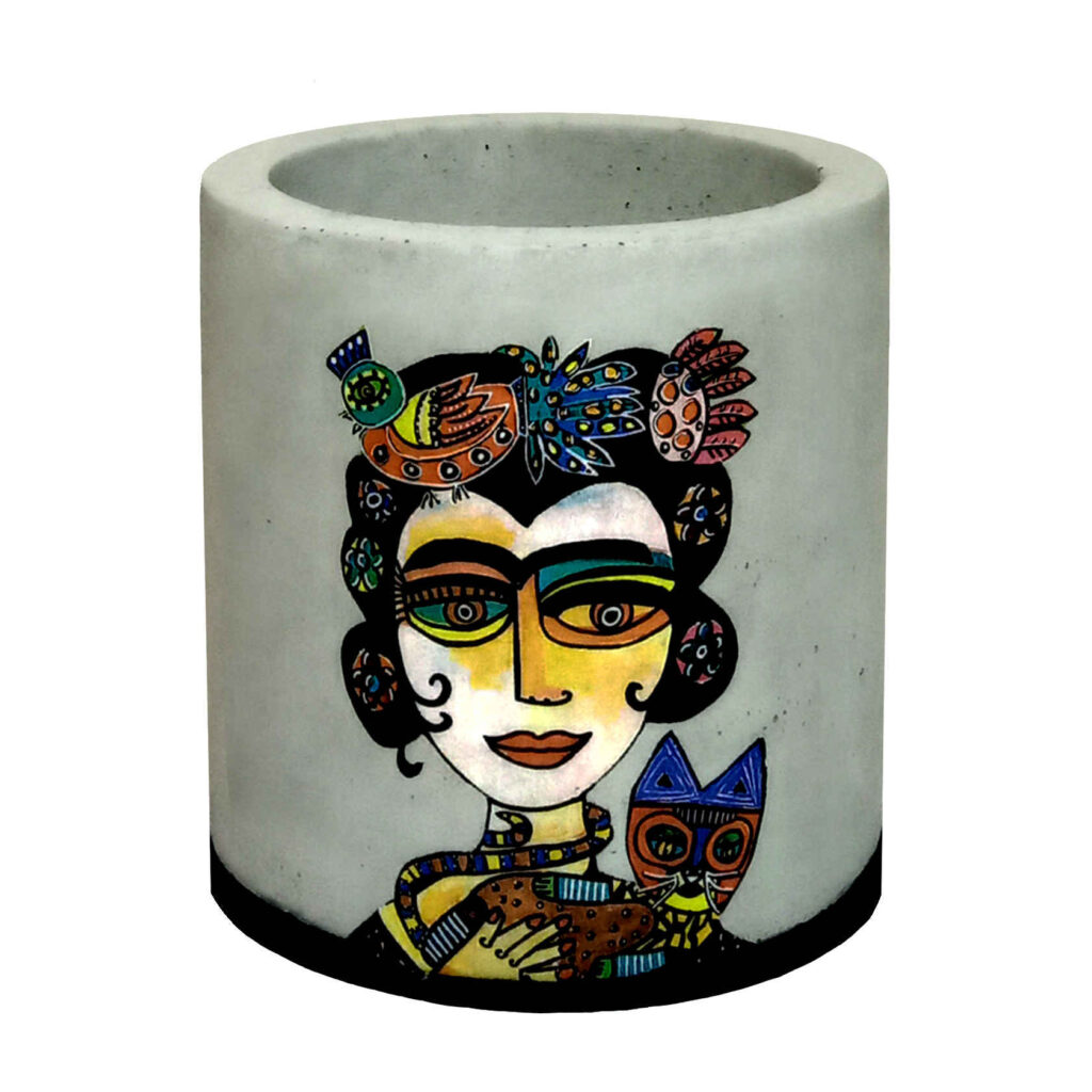 Vase concret persan élégance fait main gris