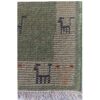 Tapis Gabbeh Persan en laine tissé à la main dans le Fars, motifs animaliers verts sauge