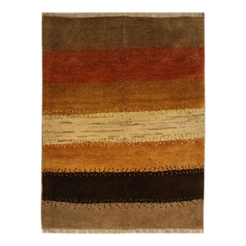 Tapis Gabbeh persan rayé - Marron, Laine premium, Noué main