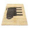 Tapis Gabbeh persan en laine tissé à la main original dans le Fars, chat en crème