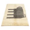 Tapis Gabbeh persan en laine tissé à la main original dans le Fars, chat en crème