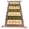 Tapis runner Gabbeh persan en laine tissé à la main dans le Fars, motifs animaux et arbres