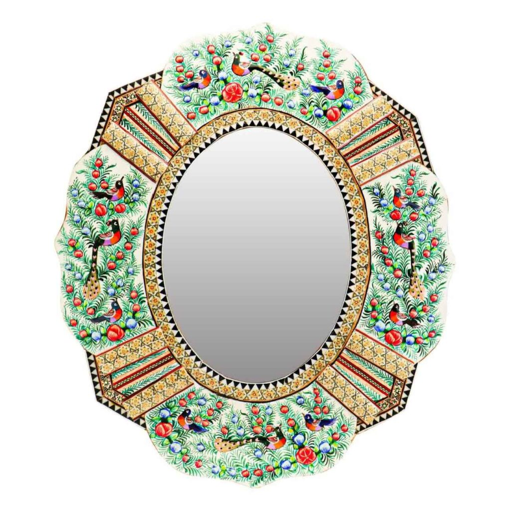 Cadre en bois Khatamkari avec design inspiré de l’art persan