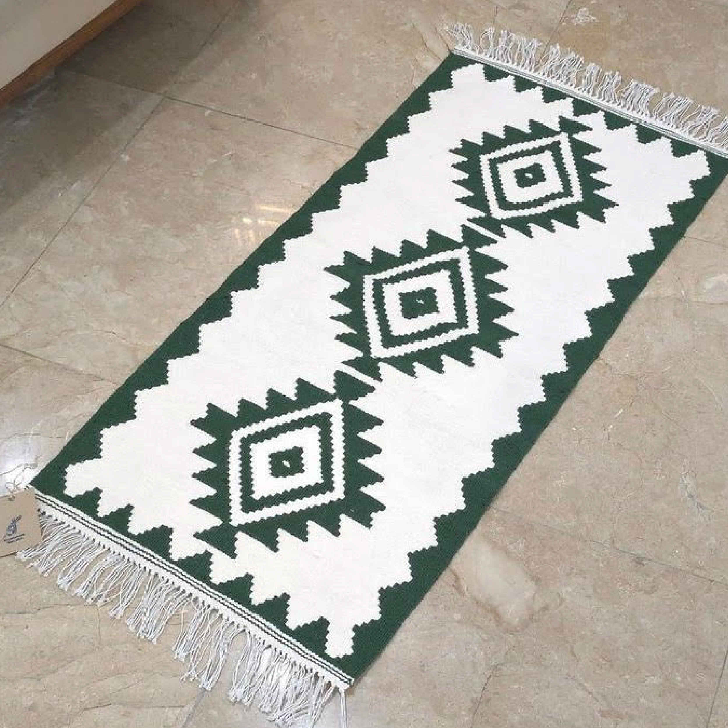 Tapis Kilim Qashqai Persan authentique tissé à la main à Ardabil, géométrique blanc