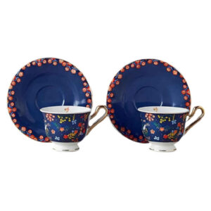 Service à thé artistique en porcelaine bleu marine – Collection classique et intemporelle