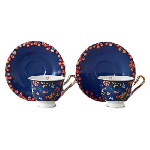 Service à thé artistique en porcelaine bleu marine – Collection classique et intemporelle