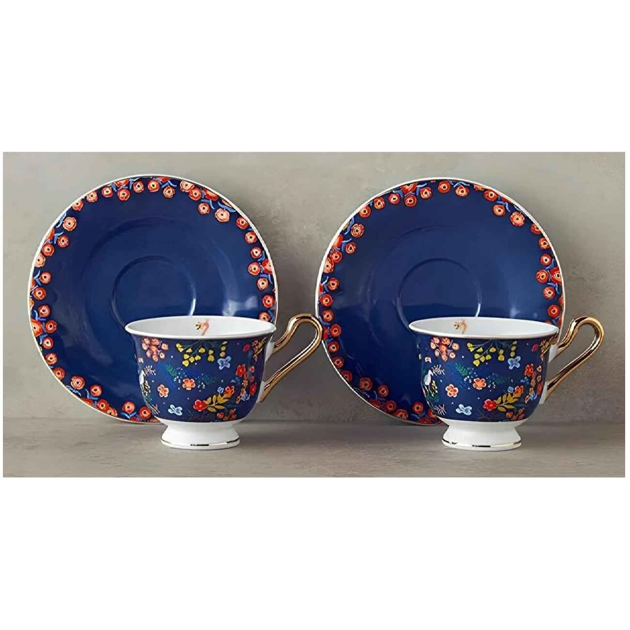 Service à thé artistique en porcelaine bleu marine – Collection classique et intemporelle