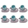 Service à thé artistique en porcelaine 6 pièces turquoise – Collection colorée et vibrante pour la maison et cadeau