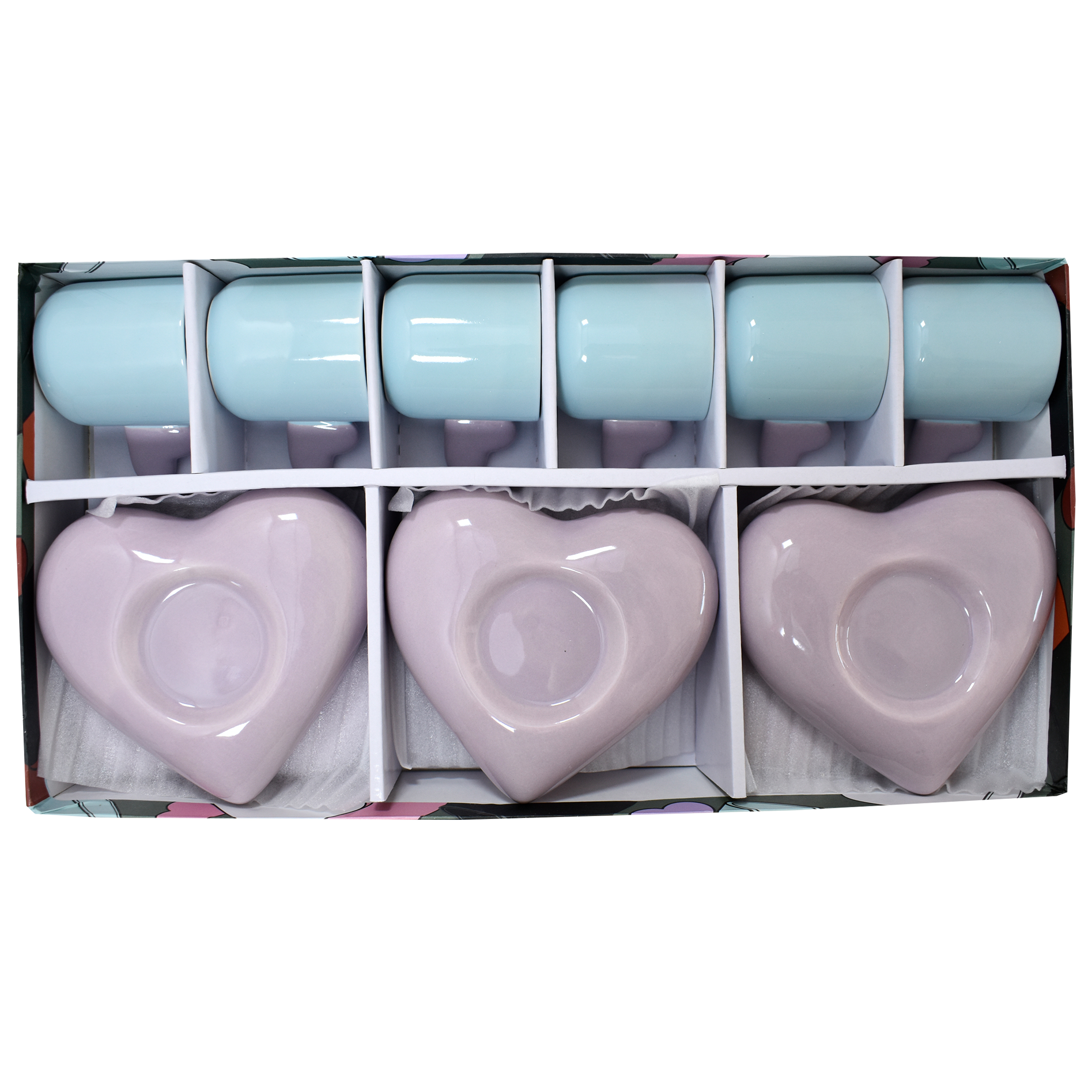 Service à thé artistique en porcelaine 6 pièces turquoise – Collection colorée et vibrante pour la maison et cadeau