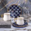 Service à thé artistique en porcelaine 6 pièces avec motif œil protecteur – Service à thé unique et symbolique