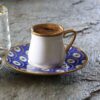 Service à thé artistique en porcelaine 6 pièces avec motif œil protecteur – Service à thé unique et symbolique