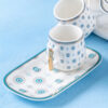 Service à thé artistique en porcelaine avec motif œil protecteur blanc – Vaisselle belle et symbolique