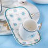 Service à thé artistique en porcelaine avec motif œil protecteur blanc – Vaisselle belle et symbolique