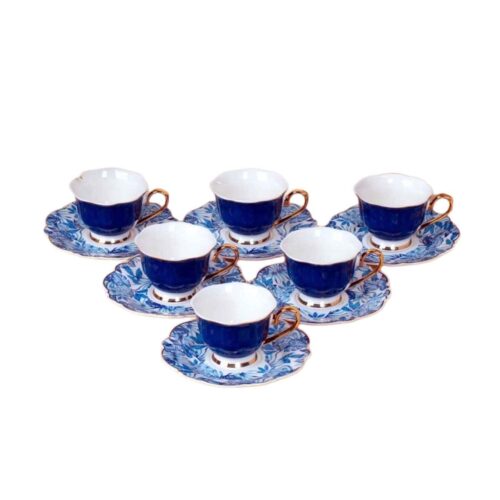 Service à thé artistique en porcelaine avec motif feuilles – Style unique et fait main