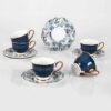 Service à thé artistique en porcelaine avec motif feuilles – Style unique et fait main
