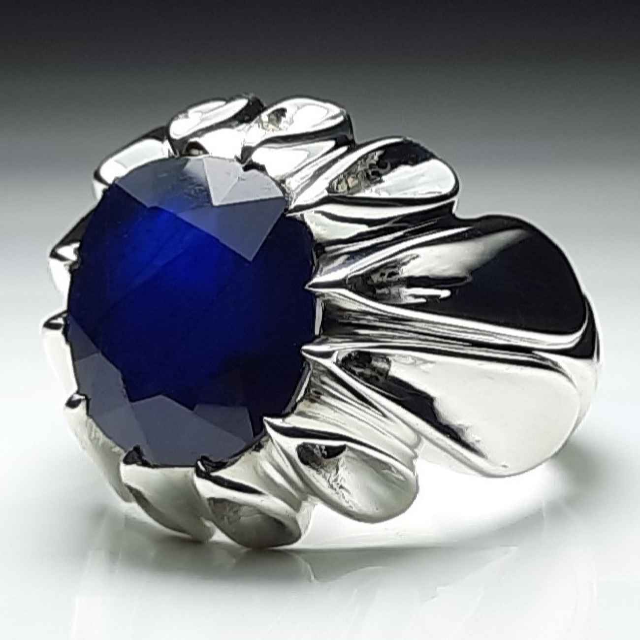 Bague en argent avec rubis persan faite à la main pour hommes Chic & Lux