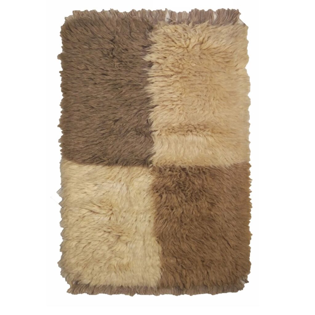 Tapis Persan en laine tissé à la main dans le Fars, à carreaux marron