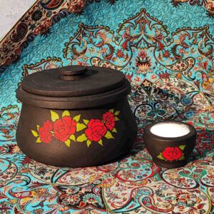 Pot Dizi Persan en Pierre Adapté pour Abgoosht avec Motif de Fleur