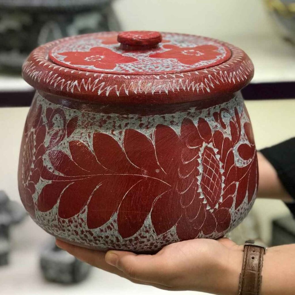 Pot Dizi Persan en Pierre pour Abgoosht avec Motif Floral