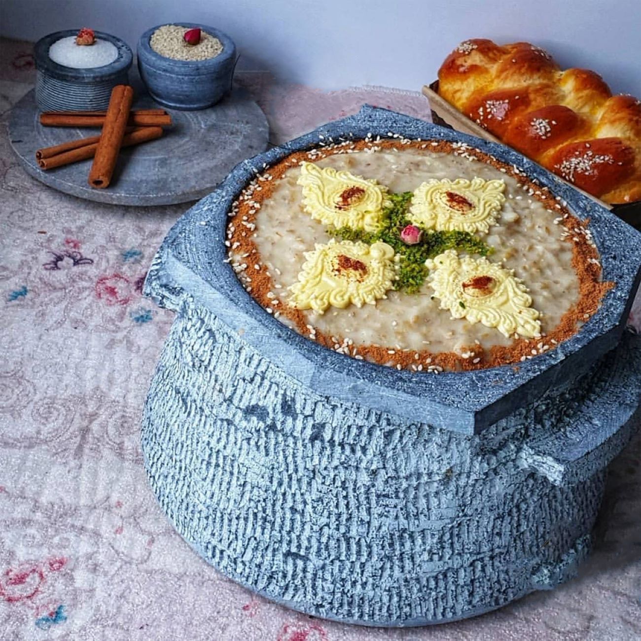 Pot Dizi Persan en Pierre avec Couvercle pour la Cuisson d’Abgoosht – Niaz