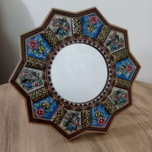Cadre miroir en bois persan octogonal Khatamkari