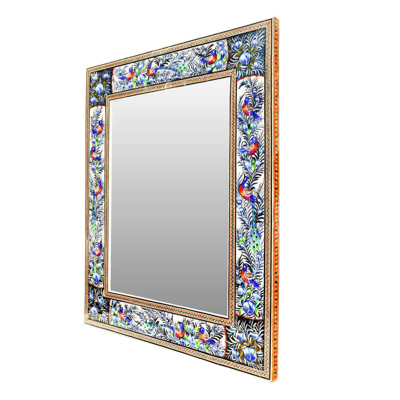 Cadre miroir en bois persan Khatamkari avec design floral