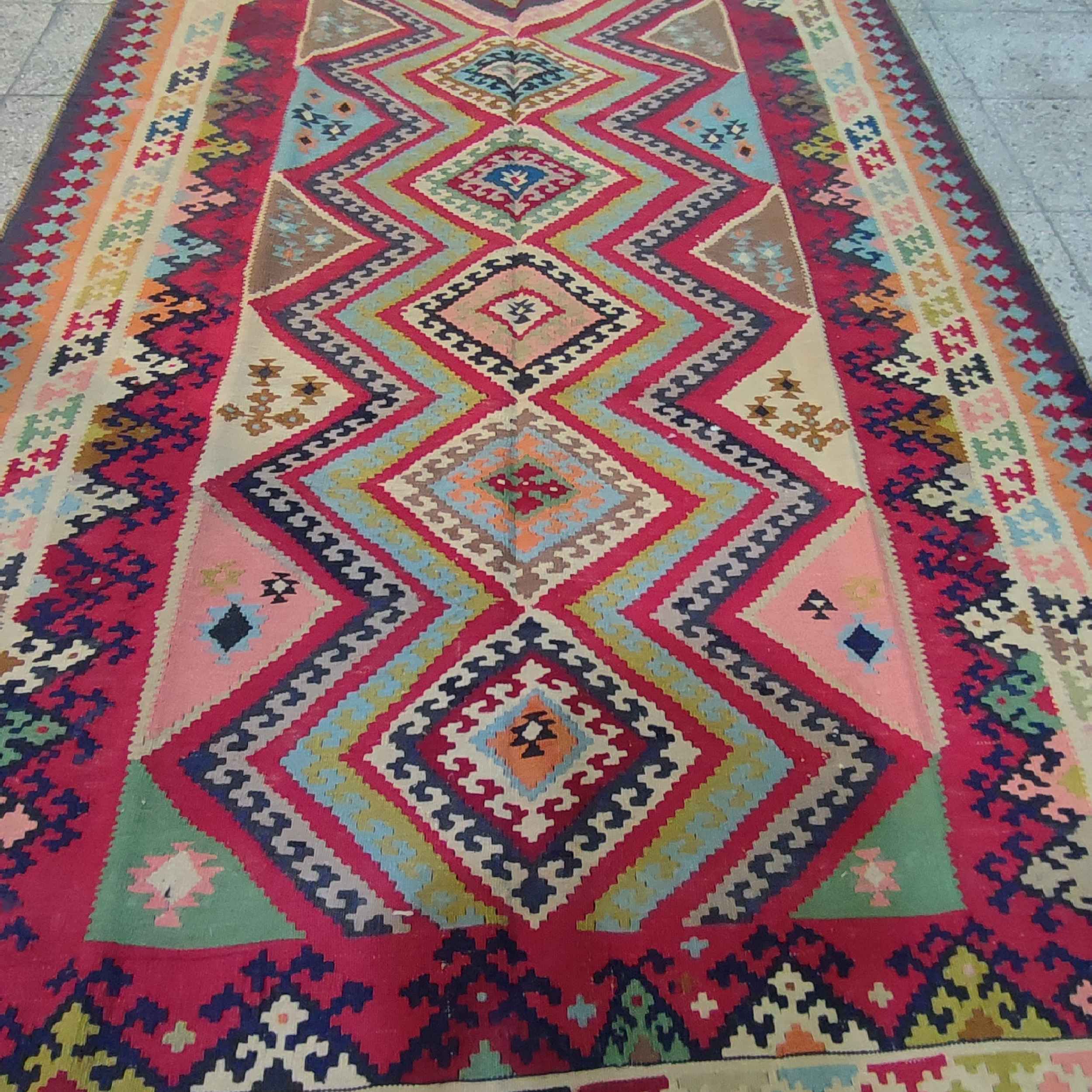 Tapis de Couloir Kilim Persan en Laine Authentique Tissé à la Main à Tabriz Qashqai