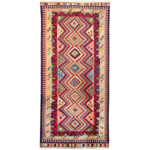 Tapis de Couloir Kilim Persan en Laine Authentique Tissé à la Main à Tabriz Qashqai