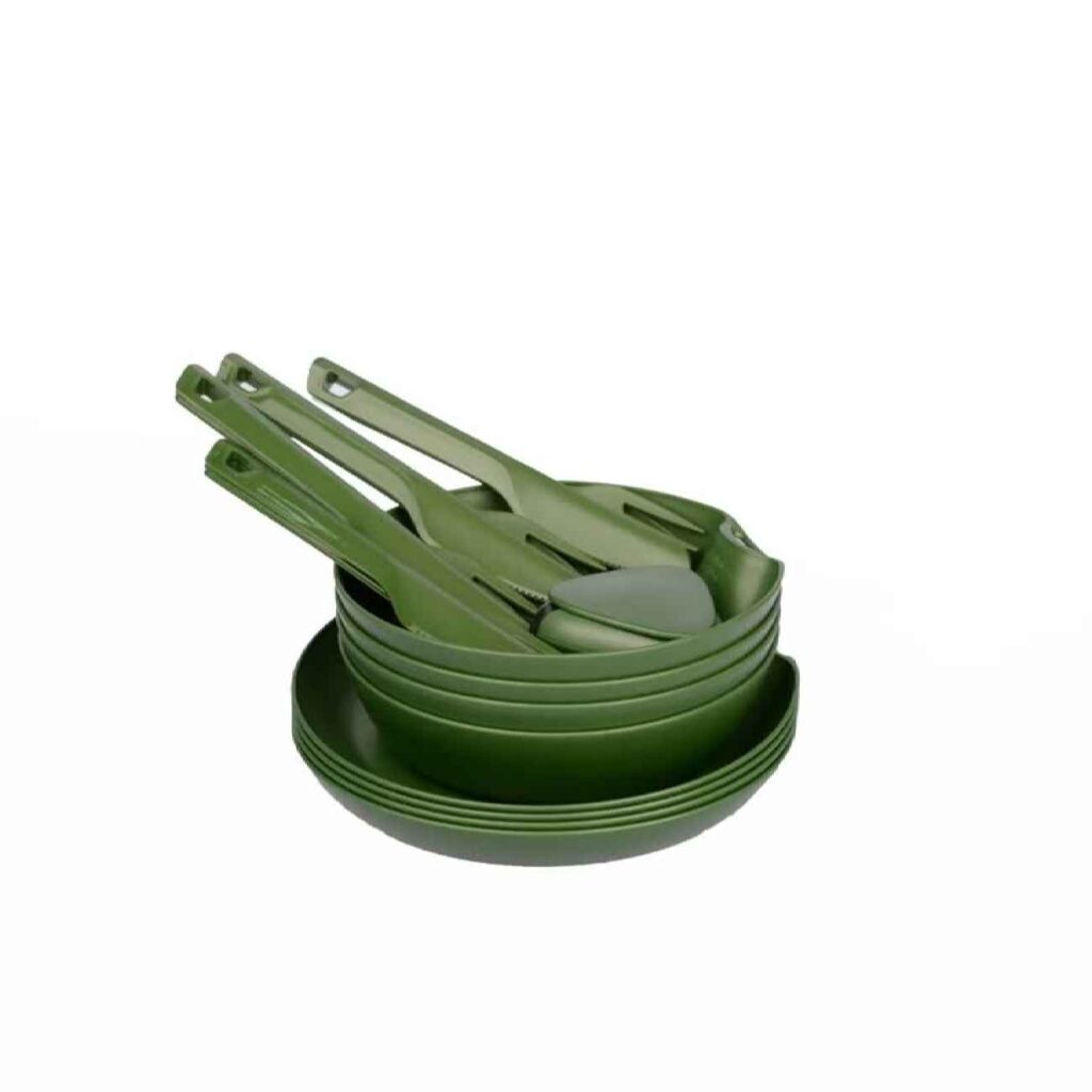 Ensemble de Vaisselle et Couverts Portable pour Camping - 4 Personnes