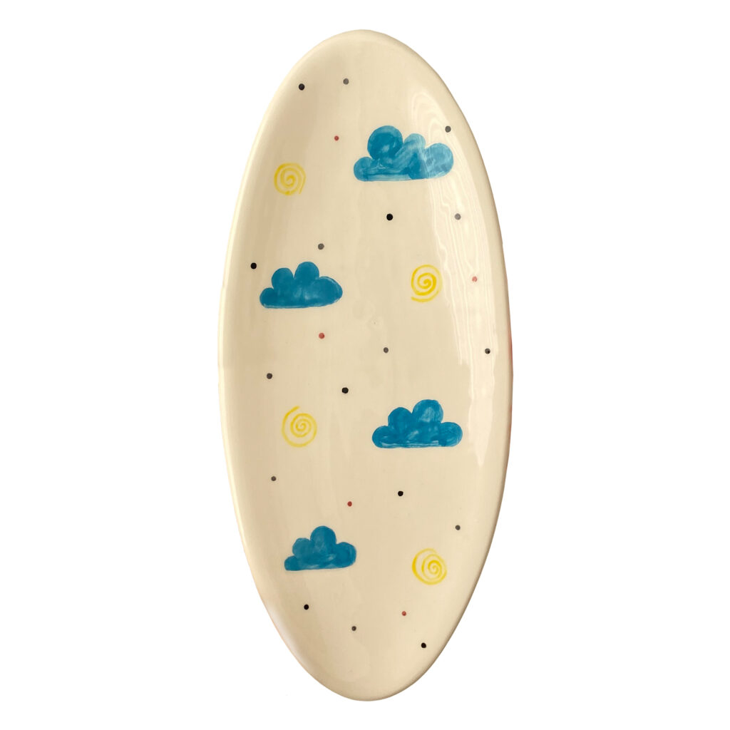 Plateau de Service en Céramique Artistique Peint à la Main