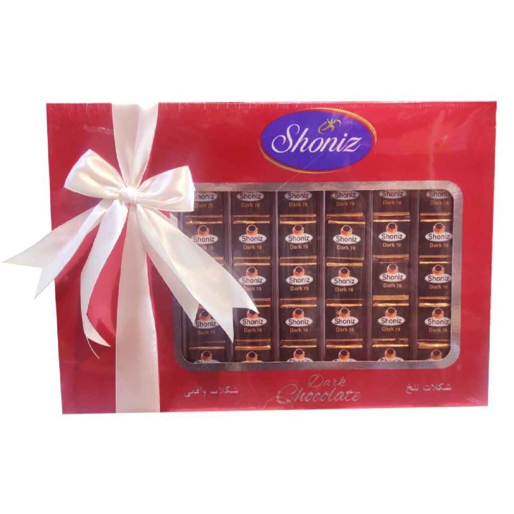 Boîte cadeau chocolat noir enveloppé Shoniz – 240g
