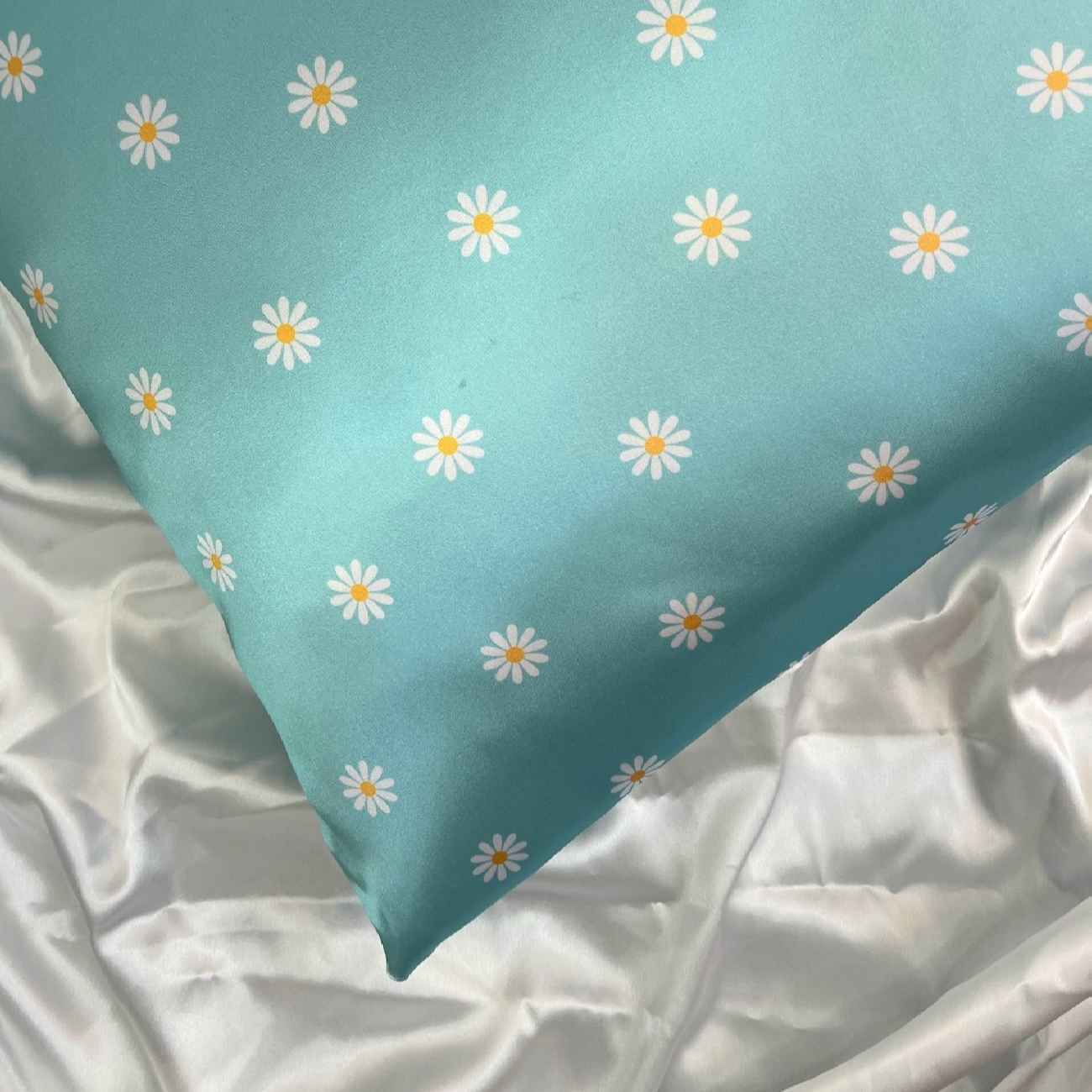 Taie d’oreiller en soie, taille standard avec motif floral