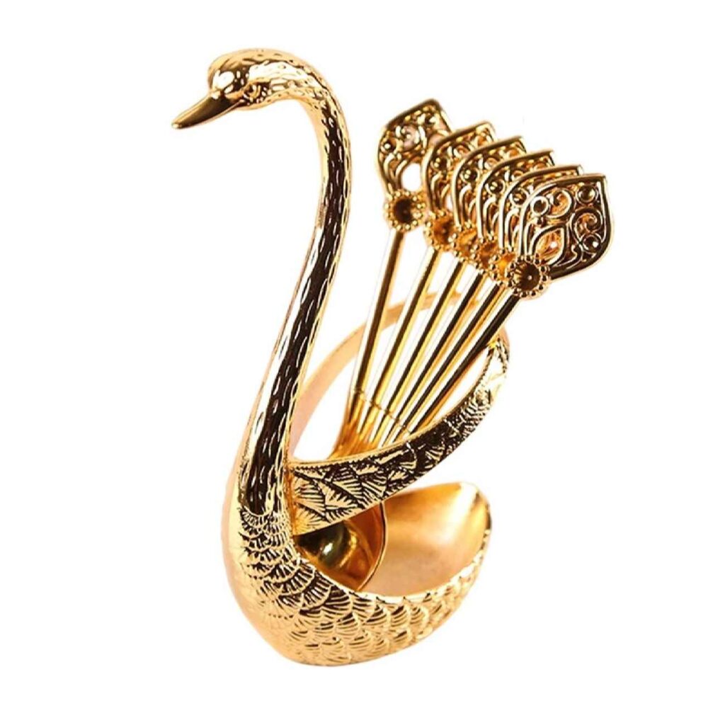 Set de Cuillères à Bar en Acier Inoxydable 6 Pièces avec Support