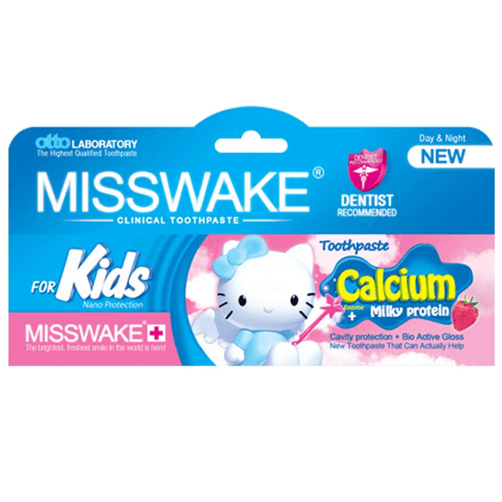 Dentifrice Misswake Fraise pour Enfants – Hygiène bucco-dentaire, 50 ml (Pack de 3)