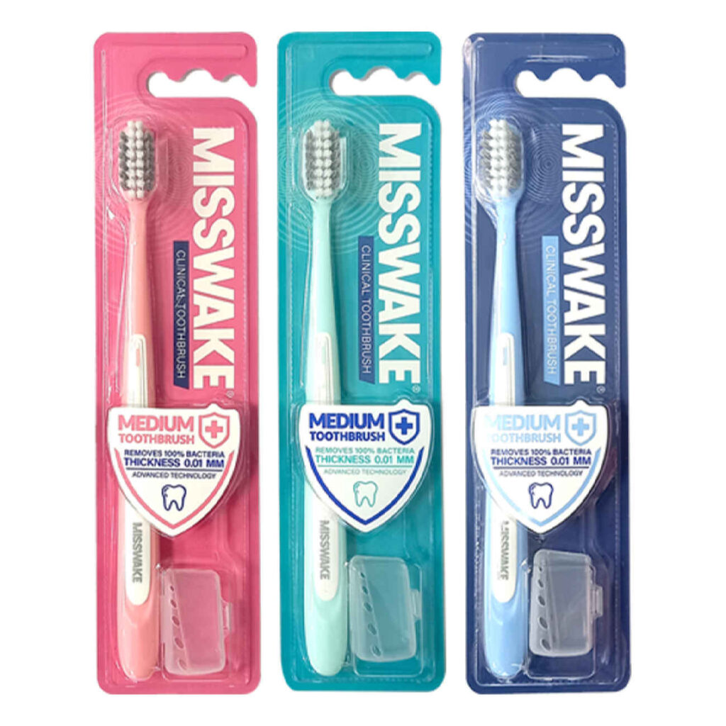 Brosse à dents moyenne pour soin bucco-dentaire optimal - Misswake Clinical (Lot de 3)