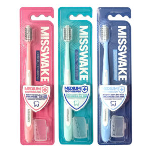 Brosse à dents moyenne pour soin bucco-dentaire optimal – Misswake Clinical (Lot de 3)