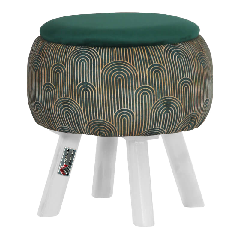 Pouf persan traditionnel avec pieds en bois en vert