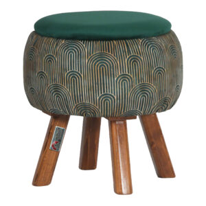 Pouf persan traditionnel avec pieds en bois en vert