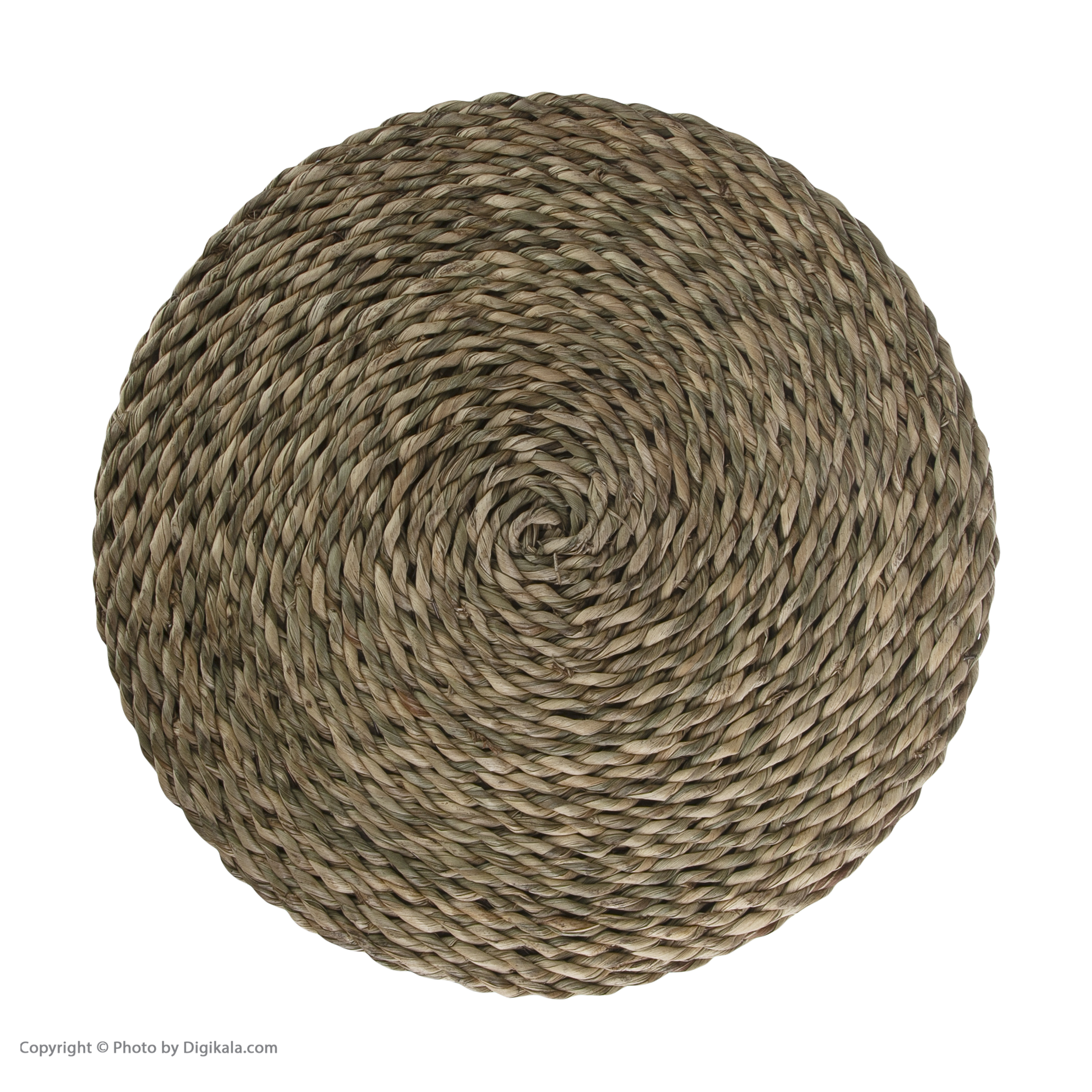 Repose-pieds avec pieds en bois et dessus en rotin