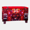 Pouf persan rouge traditionnel avec pieds en bois