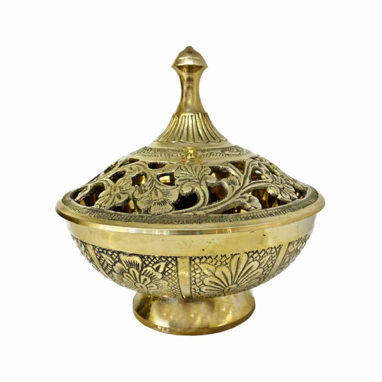 Bol à sucre en laiton vintage avec design de couvercle délicat