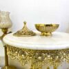 Bol à sucre en laiton vintage avec design de couvercle délicat