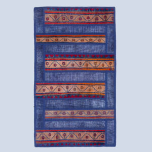 Tapis Persan Vintage Patchwork Noué à la Main Bleu
