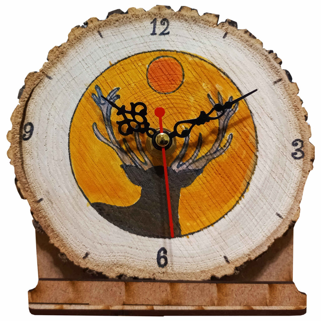 Horloge de Bureau en Bois - Motif Cerf